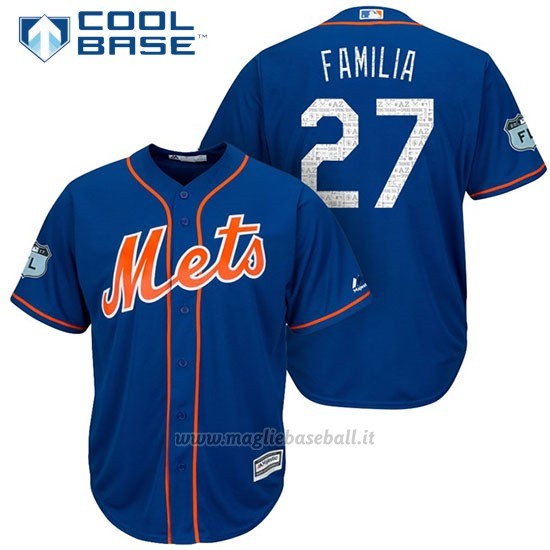 Maglia Baseball Uomo New York Mets Jeurys Familia 2017 Allenamento Primaverile Cool Base Giocatore